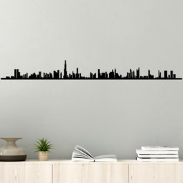 Wallity Dubai Skyline Escultura de Pared de Metal Negra